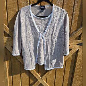 Designers Originals Tan and White Cardigan Top